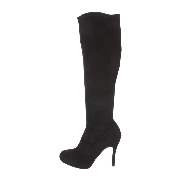Stuart Weitzman Shoes - STUART Weitzman • Black suede to the knee stiletto sock boots